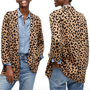 J. Crew Sophie Open Front Sweater Blazer in Leopard Size XS Wool Blend Animal